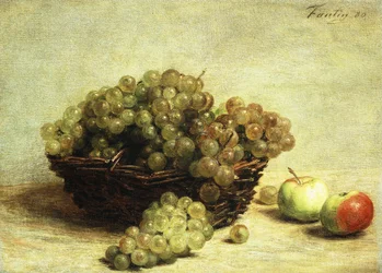Natureza-morta, passas e maçãs em uma cesta; Nature Morte, Raisin et Pomme d "Api, 1880
