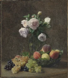 Vaso de rosas, pêssegos e uvas, 1894