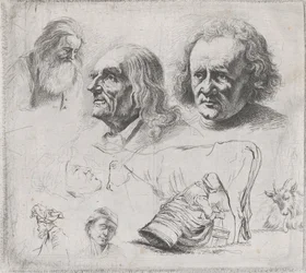 Estudo de seis cabeças e uma leiteira, 1816.