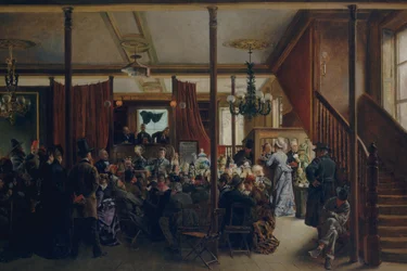 Leilão em Clinton Hall, Nova York, 1876, 1876.