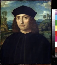 ""Retrato de um homem"" Pintura de Francesco Raibolini diz Il Francia (1450-1518) Museu Pushkin, Moscou