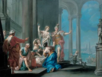 Aquiles e as Filhas de Licomedes (óleo sobre tela)
