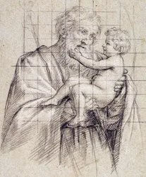 São José segurando o Menino Jesus,