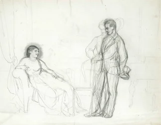 Adelina Patti (1843-1919) como Violetta na ópera La traviata de Giuseppe Verdi par Repin, Ilya Yefimovich (1844-1930), final dos anos 1860-início dos anos 1870 - Lápis sobre papel - Palácio Constantino, São Petersburgo