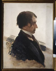 Retrato do artista Isaak Brodsky (Brodsky) (1883-1939). Pintura de Ilya Repin (Ilia Repin) (1844-1930), óleo sobre tela