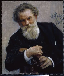Retrato do escritor Vladimir Korolenko (1853-1921). (Retrato do Autor V. Korolenko). Pintura de Ilya Yefimovich Repin (Ilia Repin) (1844-1930), óleo sobre tela
