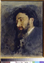 Retrato do escritor Vsevolod Mikhailovich Garchin (1855-1888). (retrato do Autor V. M. Garshin). Pintura por Ilya Refimovich Repin (Ilia Repine) (1844-1930), óleo sobre tela