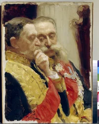 Retrato de I.Goremykin e N. Gerard membros do Conselho de Estado