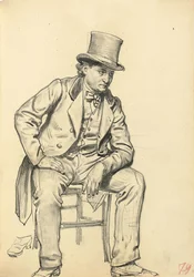 Homem sentado, braço apoiado na perna, c. 1872-1875