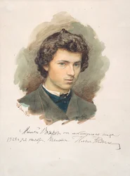 Auto-retrato - Repin, Ilya Yefimovich (1844-1930) - 1866 - Aquarela sobre papel - 35x26 - Coleção Particular