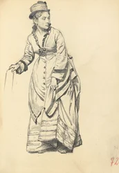 Mulher em pé, segurando o vestido, c. 1872-1875
