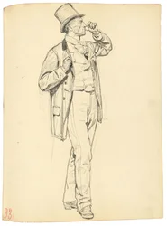 Estudo para "Um café parisiense": homem de pé com o braço erguido, c. 1872-1875