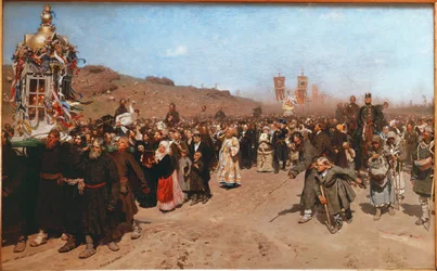 A procissão religiosa na província de Kursk (óleo sobre tela)