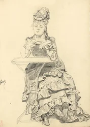 Mulher sentada em uma mesa de café, c. 1872-1875
