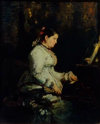 Mulher em um piano de cauda, 1880