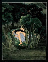 Krishna abraçado por Radha, c. 1775