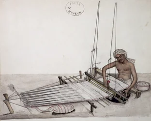 AS10 Vol.52 f5 4904 cat.201 i-iv Weaver at a loom, Bombay, c.1873 (aguarela sobre papel)