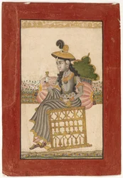 Uma Senhora Bejeweled, Escola Kota, 1690-1720 (guache com ouro sobre papel)
