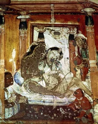 Um casal principesco em um palácio, do interior da caverna 17