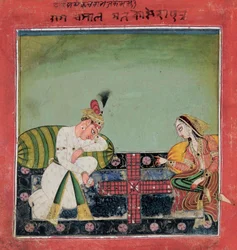 Um fólio da Ragamala "tandana": Ragaputra Chandrakaya de Malkosa, c.1700