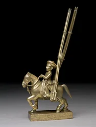 Um guerreiro montado com lança-foguetes, índio, c.1795 (latão)