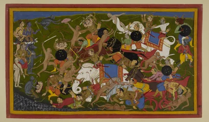Aṅgada, Nīla e Hanumān derrotam os parentes de Rāvaṇa numa batalha