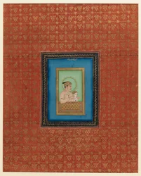 Akbar e um de seus filhos ou netos, 1875-1900 (wc opaca e ouro no papel)