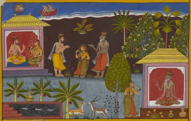Bharadvāja dá a sua filha a Viśravas, que é pai de Vaiśravaṇa