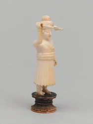 Peão preto, peça de xadrez, Índia, cerca de 1820