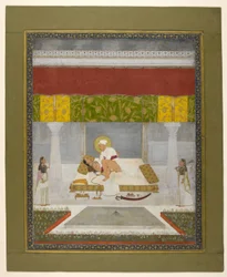 Chitarman II (Kalyan Das), Muhammad Shah Making Love, c.1735 (guache sobre papel)
