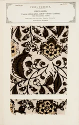 Amostra grosseira de algodão com padrão chetee (chintz) da Arcot em Madras, da Coleção dos Fabricantes Têxteis da Índia, de John Forbes Watson, publicada em 1866