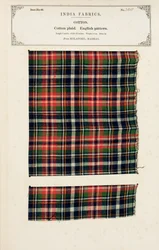 Amostra de xadrez de algodão de Mylapore em Madras, da Coleção de Fabricantes Têxteis da Índia, de John Forbes Watson, publicada em 1866