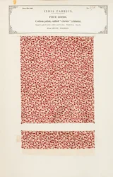 Amostra de algodão com uma impressão chetee (chintz) de Arcot em Madras, da Coleção dos Fabricantes Têxteis da Índia, por John Forbes Watson, publicada em 1866