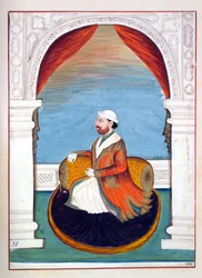 Dewan Kidr Nath, do Reino do Punjab, seus governantes e chefes, volume II, um volume de 30 estudos em aquarela de um artista indiano não identificado, c.1840 (wc on paper)