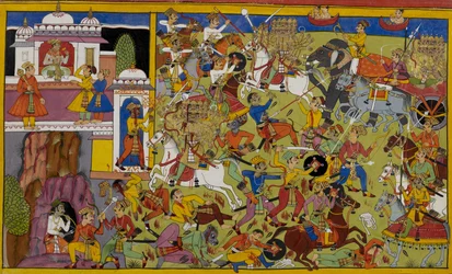 Dhanada ordena aos yakṣas que combatam o exército de demónios de Rāvaṇa