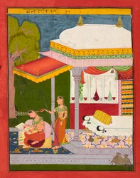 Dhanasri Ragini, folha de um Ragamala, c.1680