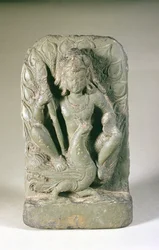 Figura de Skanda com o seu pavão, colinas do Punjab