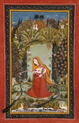 Gauri Ragini de Malkos, c.1770 (banheiro opaco sobre papel)