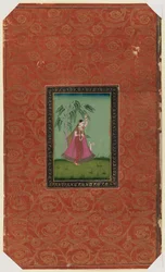 Menina com um veado, 1875-1900 (wc opaco e ouro sobre papel)