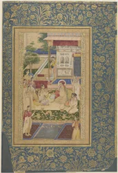Jahangir e Príncipe Khurram entretidos por Nur Jahan, c.1640-50