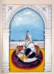 Jemadar Khushyal Singh, do Reino do Punjab, seus governantes e chefes, volume II, um volume de 30 estudos em aquarela de um artista indiano não identificado, c.1840 (wc on paper)