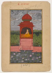 Kamodani Ragini, página de uma série dispersa de Ragamala, c.1800 (wc no papel)