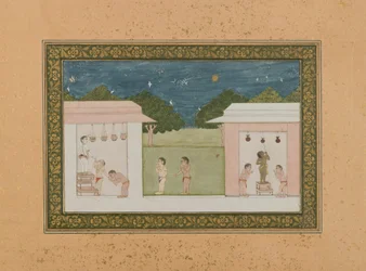Krishna Stealing Curds, c.1775 (wc opaca e ouro sobre papel)