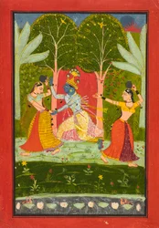 Krishna cobra um pedágio das gopis, c.1660