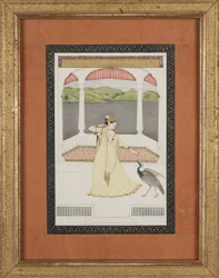 Dama a atrair um pavão com um fio de pérolas, c. 1800