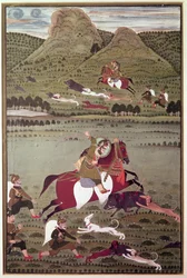 Maharana Jawan Singh (reg.1828-38) do javali de caça Mewar, Udaipur