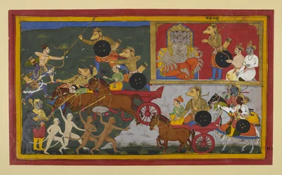 Makarākṣa luta contra Rāma e Lakṣmaṇa, mas cai às suas flechas