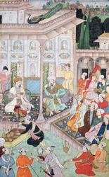 Encontro entre Babur e Bedi Az Zaman Mirza, século XVI-XVII