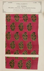 Amostra de cetim Mushroo de Hyderabad em Deccan, da Coleção de Fabricantes Têxteis da Índia, de John Forbes Watson, publicada em 1866