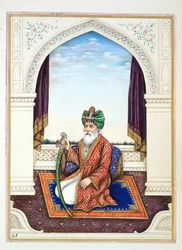 Nawab Mozaffir Khan (Multani), do Reino do Punjab, seus governantes e chefes, volume II, um volume de 30 estudos em aquarela de um artista indiano não identificado, c.1840 (wc no papel)